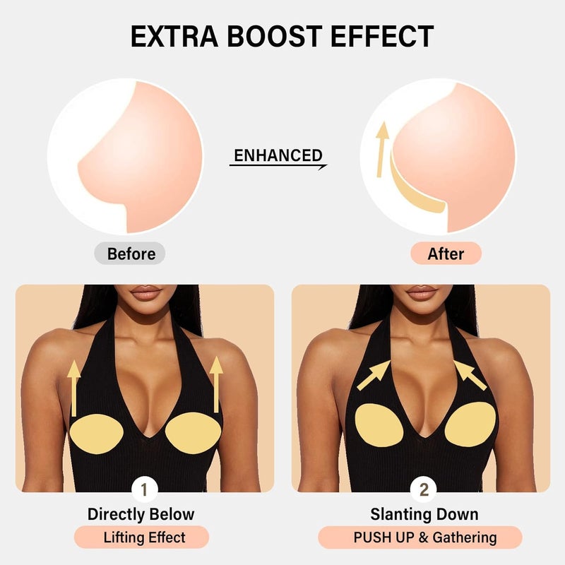 Tripsky Double-Sided Sticky Bra Inserts - Invisible Lift Adhesive Bra Pads - Deimi Push Up Pads - Reusable & Washable Breast Pads - Image 2